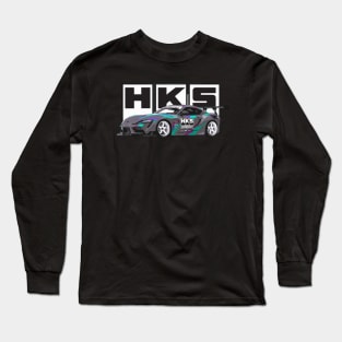 HKS White logo A90 supra Drift Car Long Sleeve T-Shirt